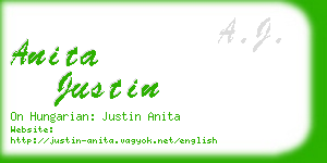 anita justin business card